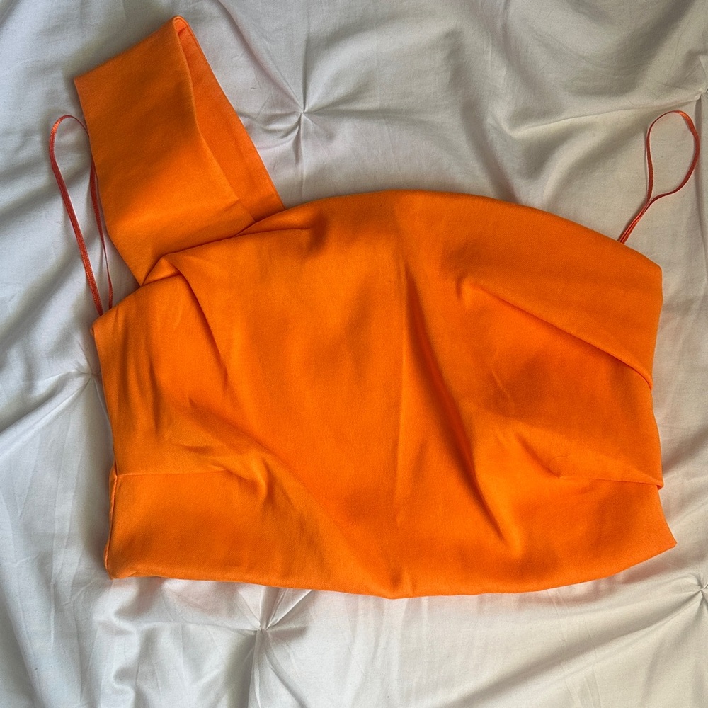 Zara Orange Asymmetric Crop Top